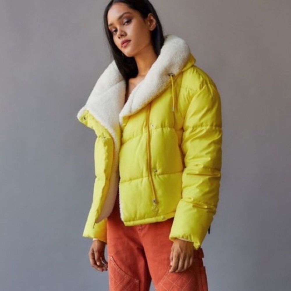 Urban Outfitters UO BDG Puffer Jacket Womens Large L Yellow NWT